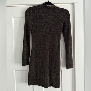Sparkly Bodycon Mock-neck Mini Dress